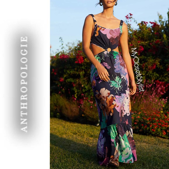 Anthropologie Dresses & Skirts - Maeve Anthropologie Floral Summer Maxi Dress NWT Comfy L Cut-Out RARE large new